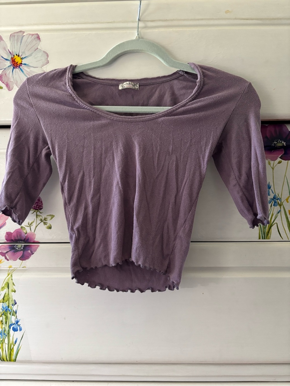 Free People Lavender Ribbed Scoop Crop Top
